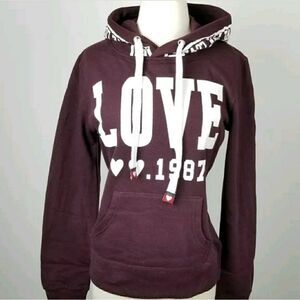 ‎Women's Love Print Purple Pullover Hoodie